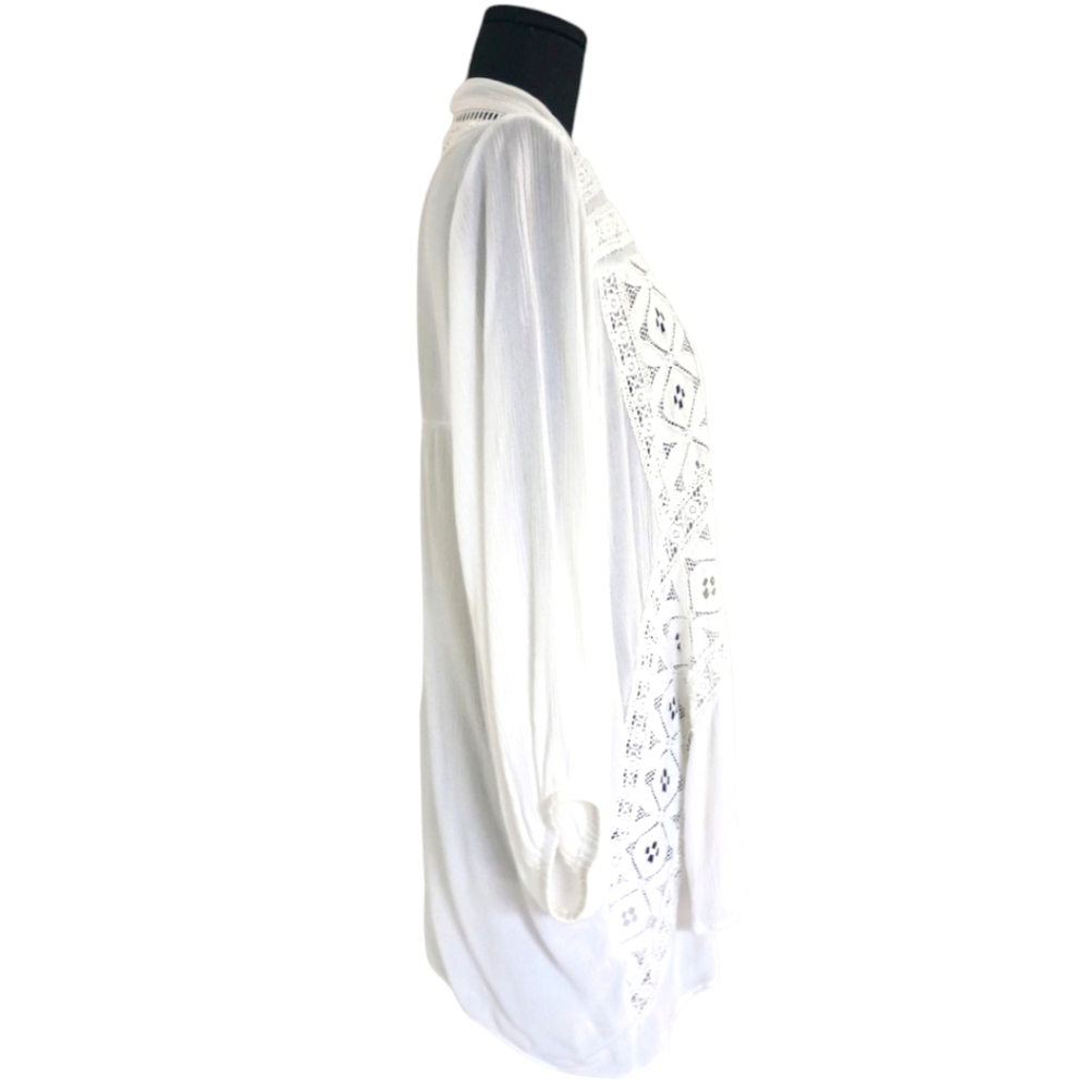 5/$25 Anne French White Lace Panel 3/4 Sleeve Kimono - Picture 5 of 8